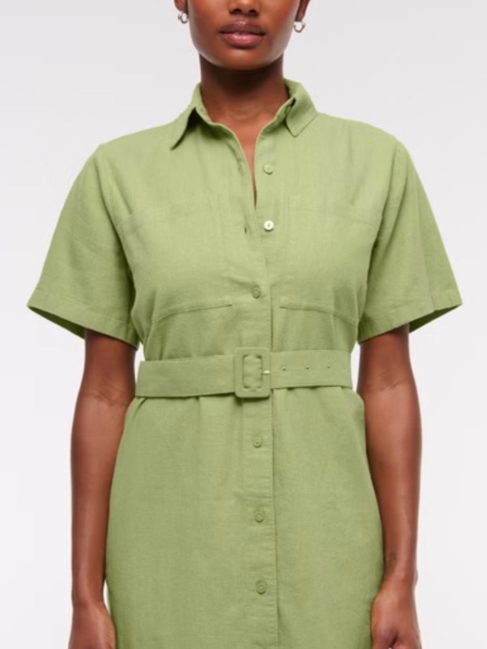 Belted Dress in Light Green